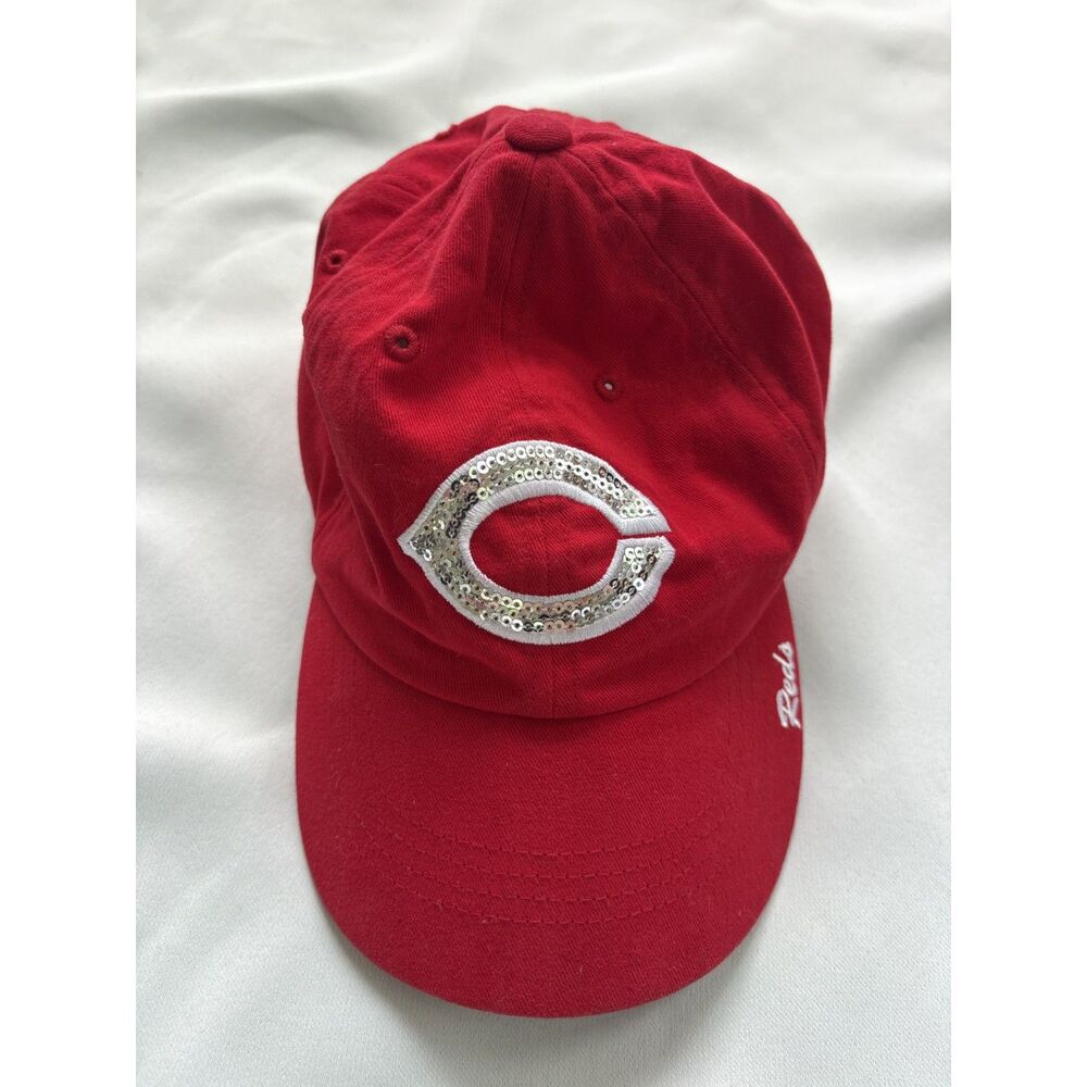 Cincinnati Reds Sequin Logo MLB Hat ❤️ adjustable - Picture 8 of 9